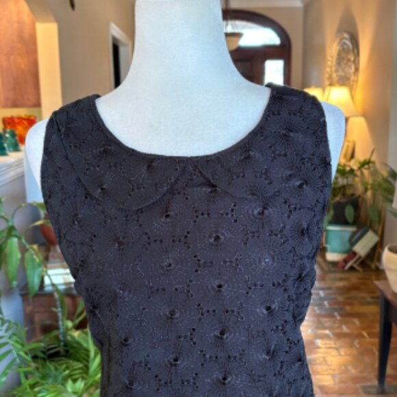 Tulle Eyelet sleeveless Peter Pan collar top size L - Picture 4 of 12